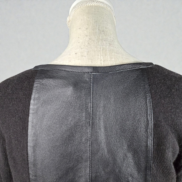 Stella Carakasi Black Tunic Sweater Assymetrical Hem Leather Back Size Small - Picture 12 of 16